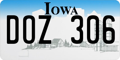 IA license plate DOZ306