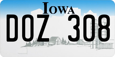 IA license plate DOZ308