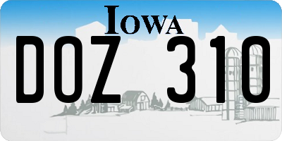 IA license plate DOZ310