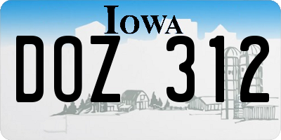 IA license plate DOZ312