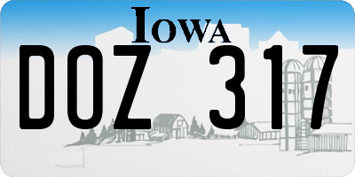 IA license plate DOZ317