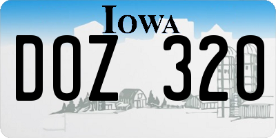IA license plate DOZ320