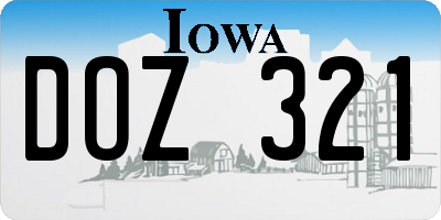 IA license plate DOZ321