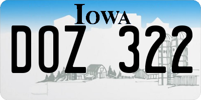 IA license plate DOZ322