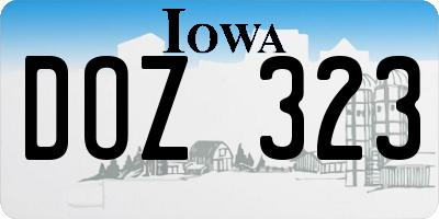 IA license plate DOZ323