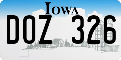 IA license plate DOZ326