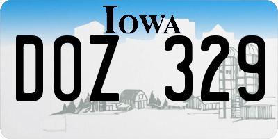 IA license plate DOZ329