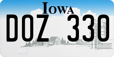 IA license plate DOZ330
