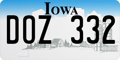 IA license plate DOZ332
