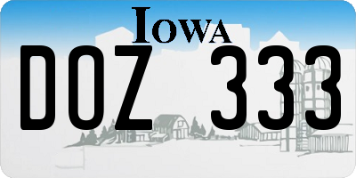IA license plate DOZ333