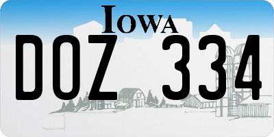 IA license plate DOZ334