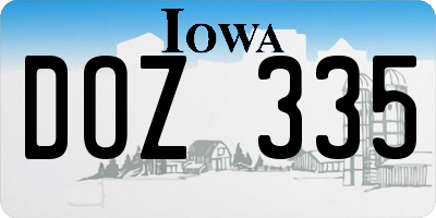 IA license plate DOZ335