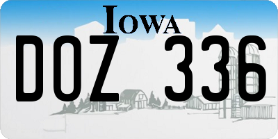 IA license plate DOZ336