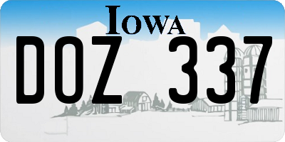 IA license plate DOZ337