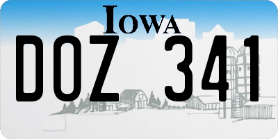 IA license plate DOZ341