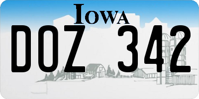 IA license plate DOZ342
