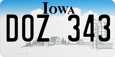 IA license plate DOZ343