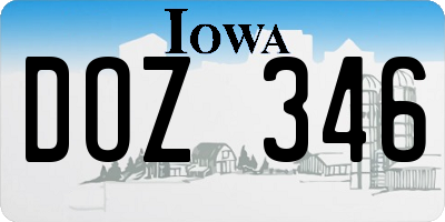 IA license plate DOZ346