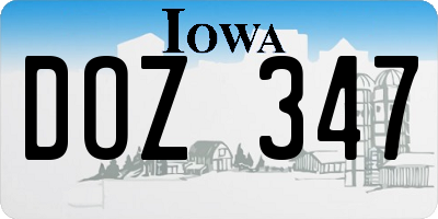 IA license plate DOZ347