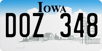 IA license plate DOZ348