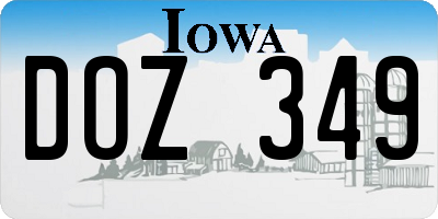 IA license plate DOZ349