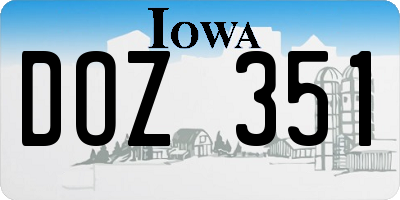 IA license plate DOZ351