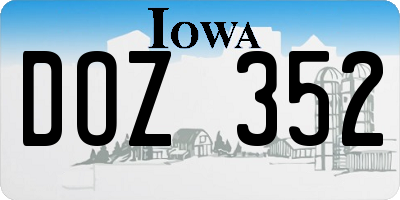 IA license plate DOZ352