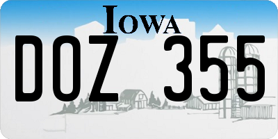 IA license plate DOZ355