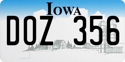 IA license plate DOZ356