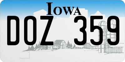 IA license plate DOZ359