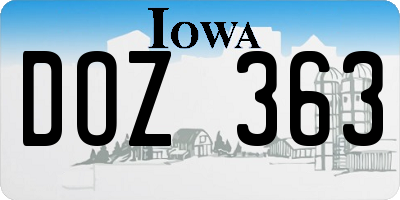 IA license plate DOZ363