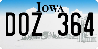 IA license plate DOZ364