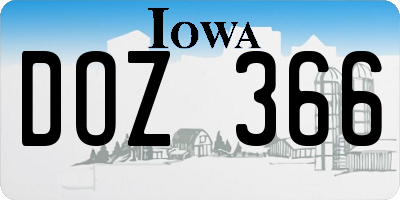 IA license plate DOZ366
