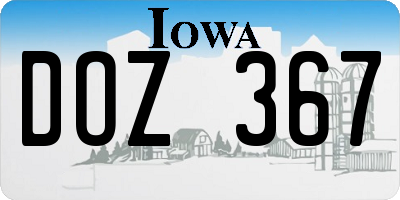 IA license plate DOZ367