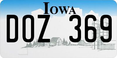 IA license plate DOZ369