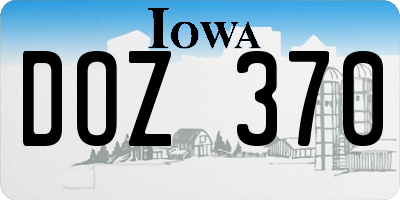 IA license plate DOZ370