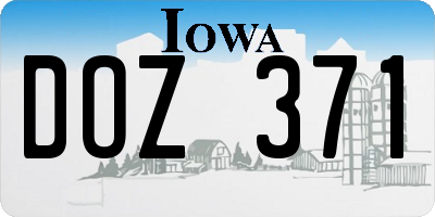 IA license plate DOZ371