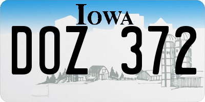 IA license plate DOZ372