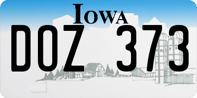 IA license plate DOZ373