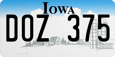 IA license plate DOZ375