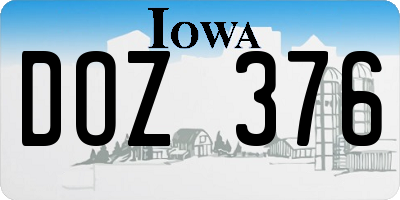 IA license plate DOZ376