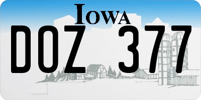IA license plate DOZ377