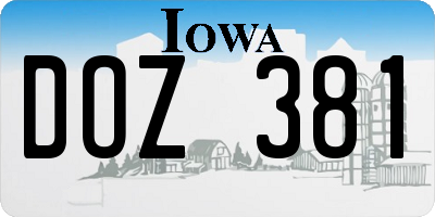 IA license plate DOZ381