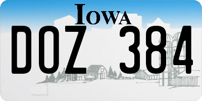 IA license plate DOZ384