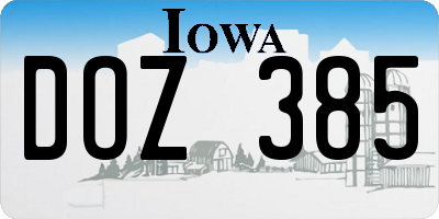 IA license plate DOZ385