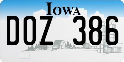 IA license plate DOZ386