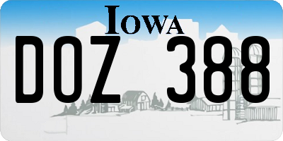 IA license plate DOZ388