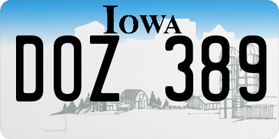IA license plate DOZ389