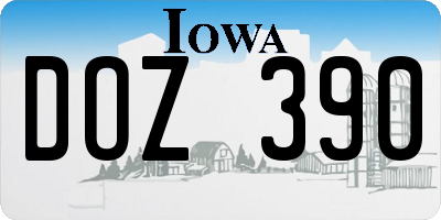 IA license plate DOZ390