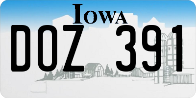 IA license plate DOZ391